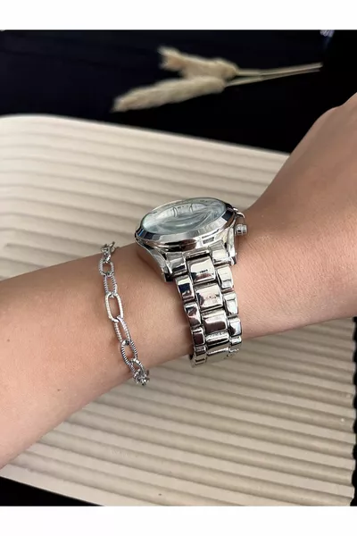 ساعة يد نسائية بسيطة بدون حجارة مع سوار هدايا