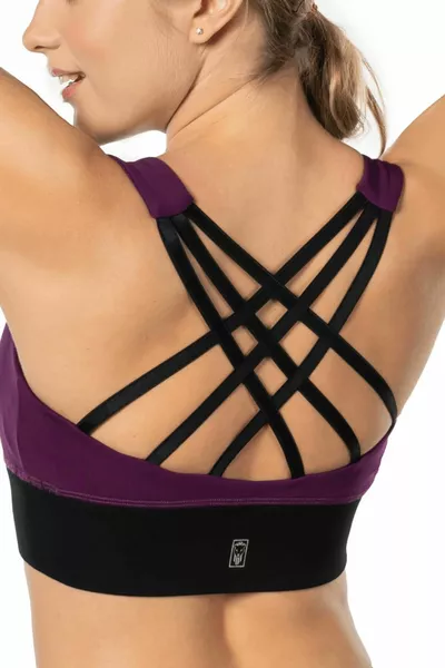 Plum High Support Back Detailed Coated Sports Bra