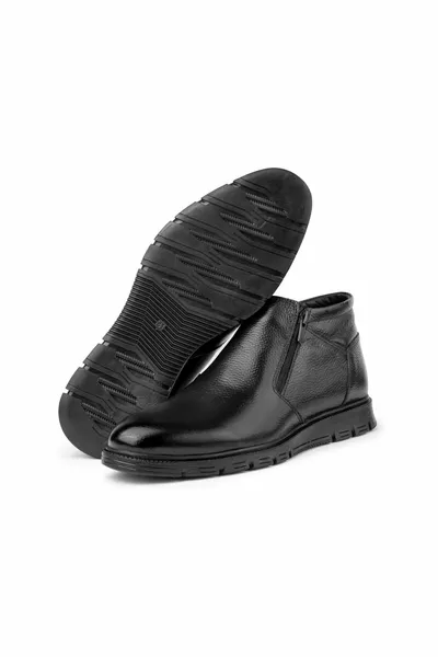 Moyna genuine leather rubber sole men's fur boots, inside fur boots