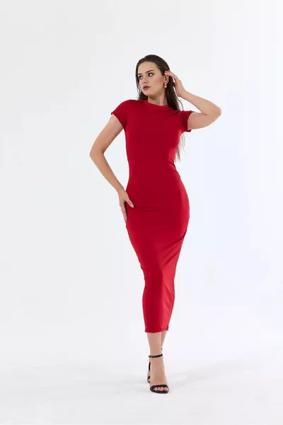 المرأة قصيرة الأكمام ماكسي اللباس