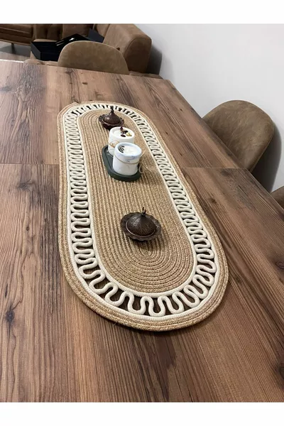 Jute, Weide, American Service, Supla Set, Telleruntersetzer, Läufer, Brotkorb, Strick Blatt Set