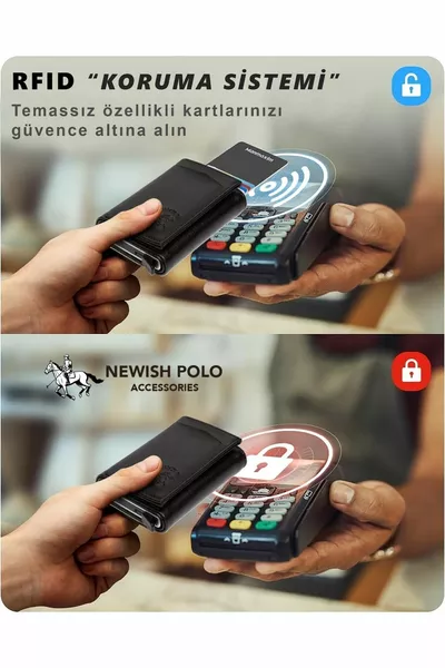 Men's Black Anti-Theft RFID Protected Vegan Leather Wallet And Card Holder