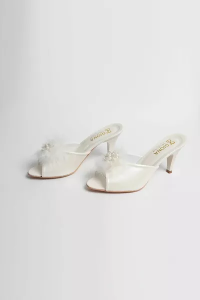 Pantofole da sposa con tacco fuzzy