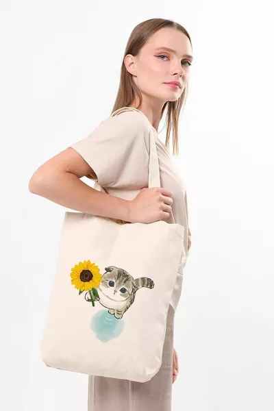 Sac fourre-tout en toile tournesol pour chat 