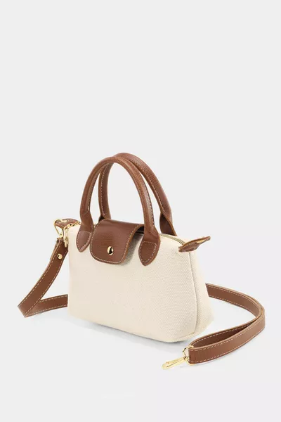 حقيبة كروسبودي كريمية قماشية متعددة الاستخدامات