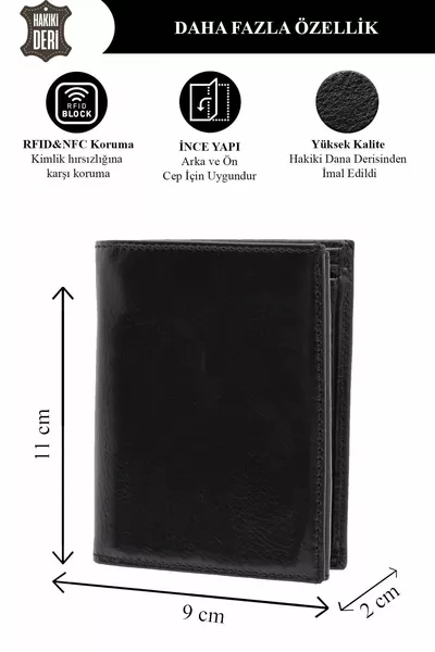 الرجال الأسود جلد طبيعي عملة مقصورة المحفظة وحامل البطاقة