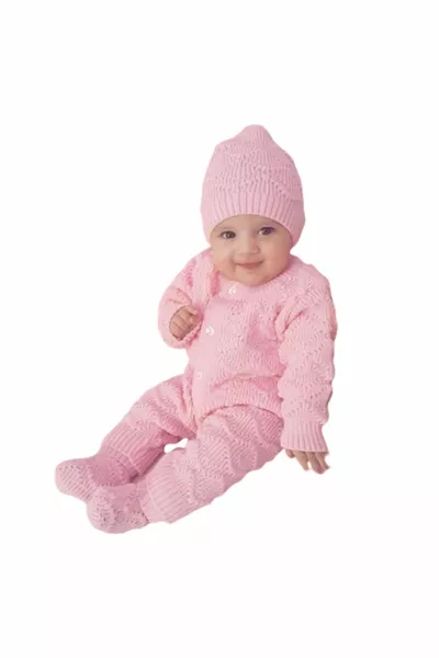 Pink, Beret Knitwear Baby Girl Jumpsuit