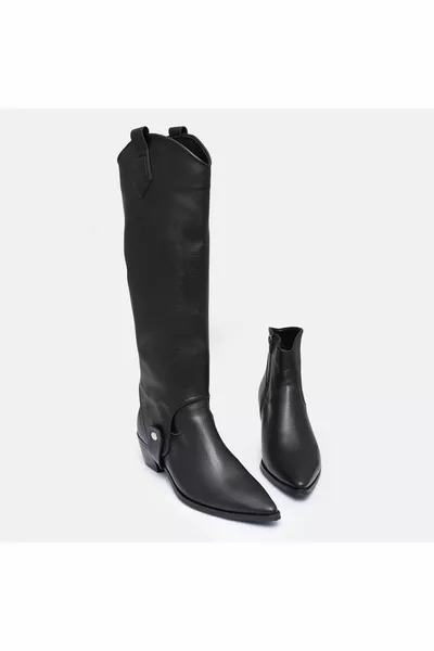 BIG SIZE WOMEN'S BOOTS-BOOTS -BLACK SKIN