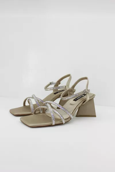 Thin Strap Sandals with Short Asymmetrical Heels