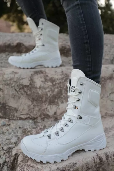  Lacets Orthopédique Semelle Casual Skin Bottes Postales Militaires Hommes BT Blanc