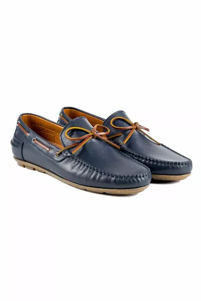 Mocassins en cuir véritable bleu marine pour hommes LD