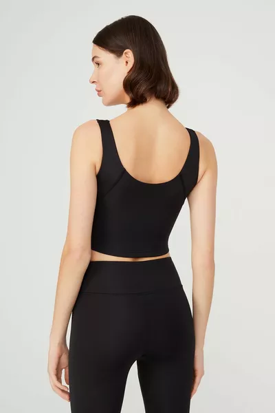 Черный спортивный бюстгальтер с V-образным вырезом и легким покрытием