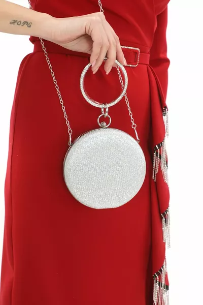 الفضة اللون الدنيس منقوشة الحجر سوار خاتم مساء اللباس محفظة مخلب حقيبة