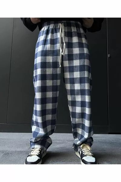 للجنسين ريلاكس بنطال رياضي منقوش متقلب أزرق edi