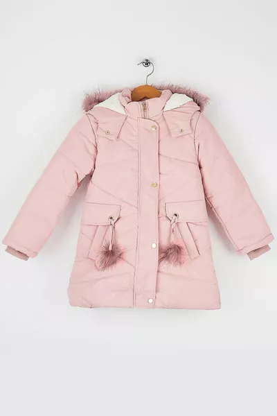 سميكة الألياف شغل المياه والرياح والمطر مقنعين الشتاء الفاخرة الفتيات الوردي معطف البخاخ