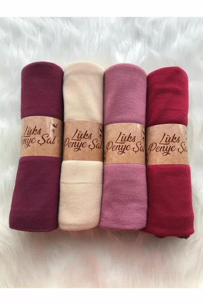 Scialle pettinato set di 4 (CILIEGIA - BEIGE - ROSA APPASSITA - BORGOGNA)