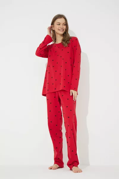 Red Cotton Pajama Set