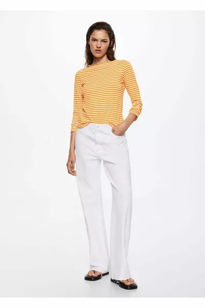 قارب طوق القطن تي شيرت