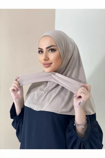 Hijab da donna beige con collo a scatto, modello Hijab Bonnet, sciarpa scialle, Snap