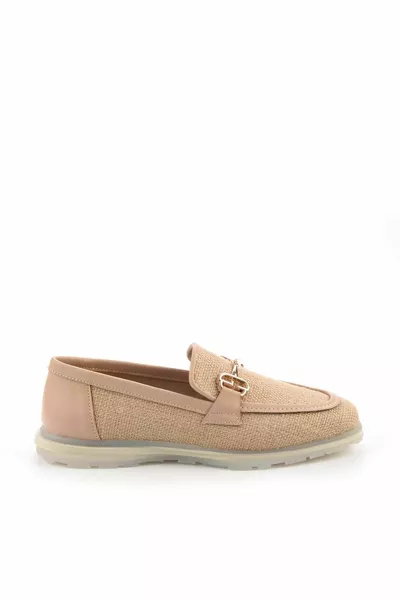 Beige Wicker Women's Loafer Shoes 