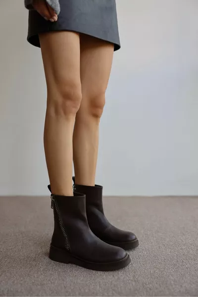 سانتا زيبر حذاء نسائي مفصل بكعب قصير - بني