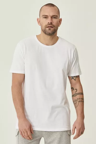 Мъжки бял Slim Fit Slim Fit Crew Neck % памук Обикновена тениска от 2 части