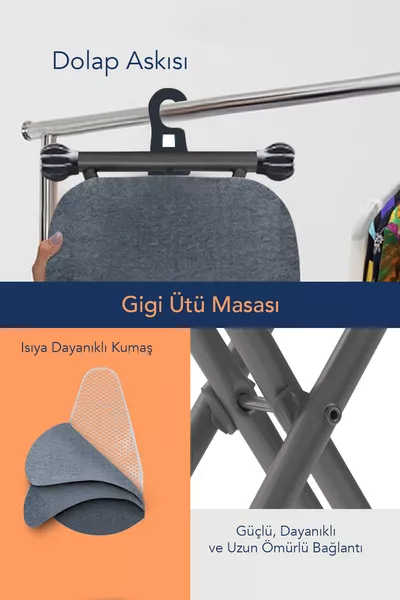Gigi Ironing Board with Hanging Rack for Closet Interior Anthracite – 