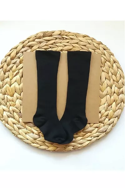 Chaussettes pour bébés filles et garçons, côtelées unies noires, genou-longueur, chaussettes unisexes pour bébé