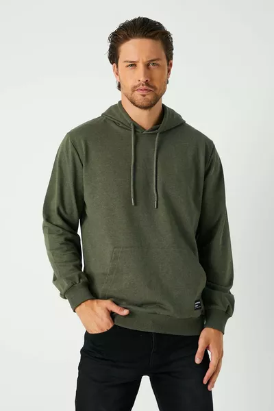 Men's Olive Green Hoodie with Kangaroo Pocket