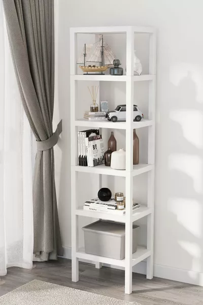 6-laags Plank Organizer Plastic Rek Eenheid Wit, Boekenkast, Badkamer, Keukenrek