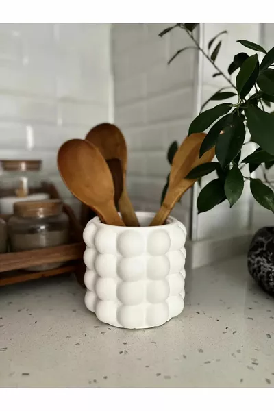 Органайзер за правоъгълни лъжици за плот Bubble, бял