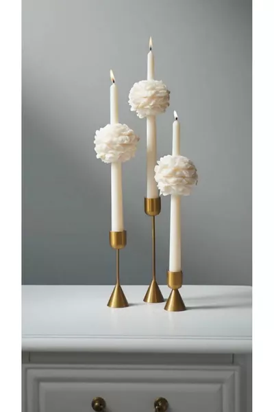 2 Candele a Candeliere con Peonia - Design Concettuale Candela con Fiore di Peonia