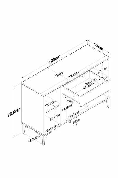 خزانة راني زاوية القهوة متعددة الاستخدامات بأربعة أبواب ودرج واحد لخزانة المطبخ باللون الأبيض - جوزي داكن