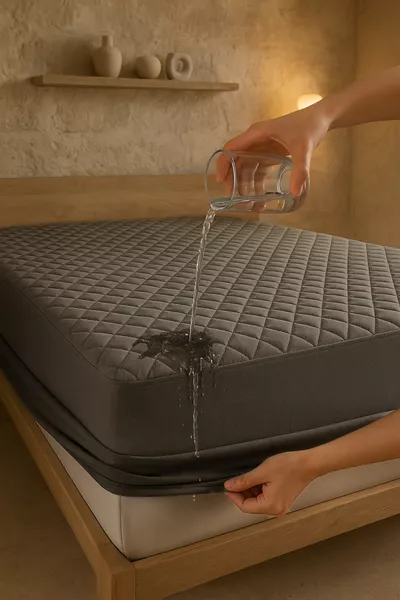 Bettauflage Baumwollsteppung Fitted Full Kante Flüssigkeitsundurchlässiger Matratzenschoner Grau