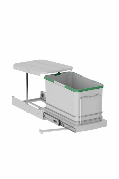 سلة قمامة منزلقة داخل خزانة تحت الطاولة مزودة بمسار تلسكوبي، سعة لتر، ضمان سنتان