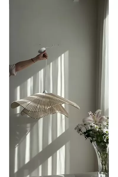 LUMİNART Rustieke Stijl Boheemse hanglamp Macramé hanglamp Woonkamer hanglamp Slaapkamer hanglamp Rotan hanglamp