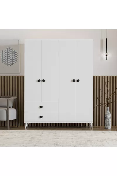 دولاب أوبال بأربعة أبواب ودرجين