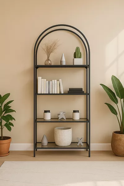 - Mona Zwarte Boekenkast Decoratieve Accessoire Plank Keukenplank Fumé Glas