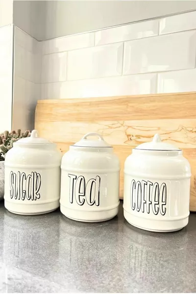 Комплект от 3 буркана за чай, захар и кафе