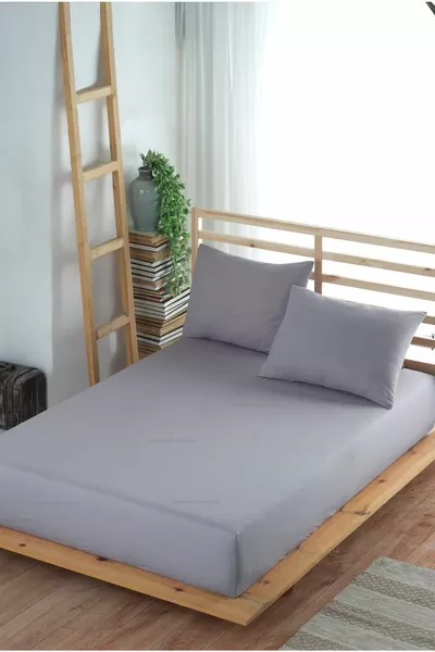 Комплект чаршафи с ластик Adelya Gri (с калъфка за възглавница) Едноспален или двуспален