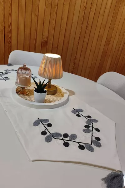 Runner, Tovaglietta Americana e Tovaglia con Ricamo Punch, 1 Pezzo