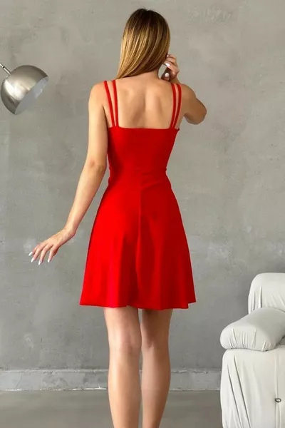 المرأة كريب النسيج Degaje طوق حزام مزدوج تصميم الأحمر واسعة البسيطة مساء اللباس 