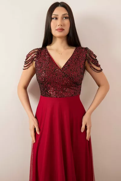 ترتر ستة تول فستان سهرة طويل 