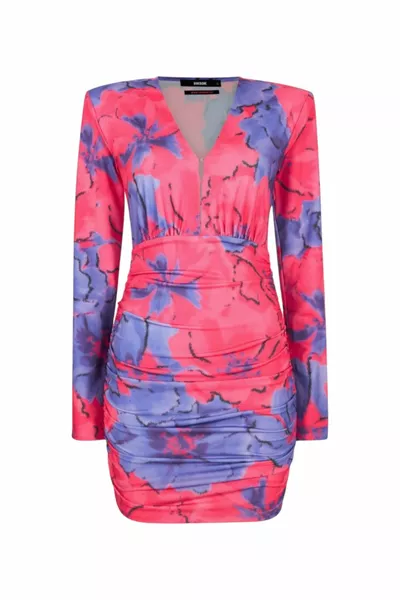 Women's Padded Long Sleeve Sport Stylish V-Neck Body Hugging Mini Dress