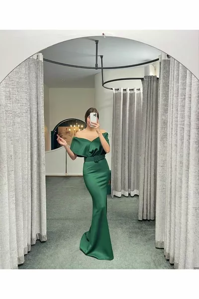 V-neck belted Maxi Boy Wedding Engagement Graduation Evening Dress