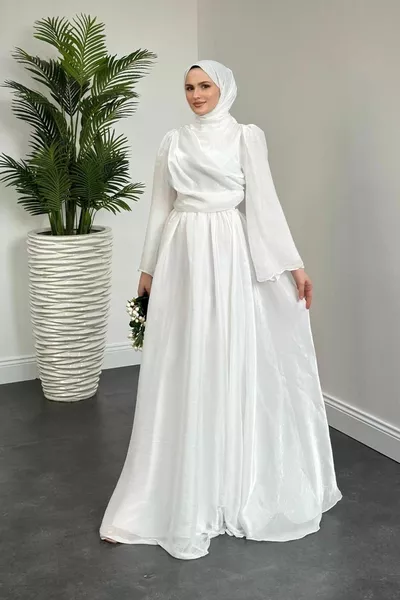 Margaret Drape Janjan Вечерна рокля Бяла