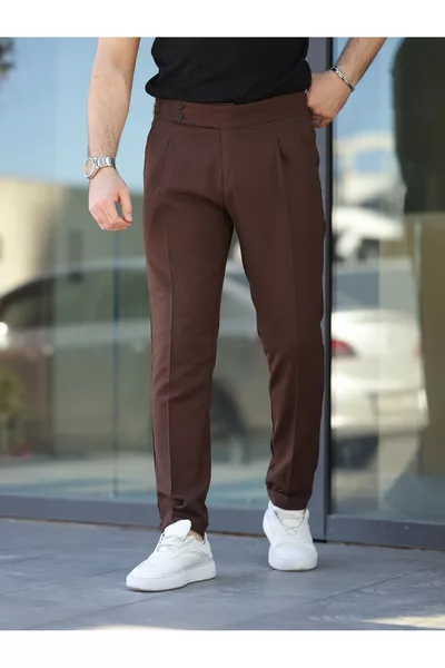 Men's Old Money Pleated Double-Cuff Fabric Trousers