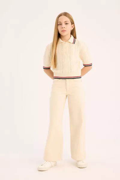 بنطال قطن واسع الساق للبنات SM