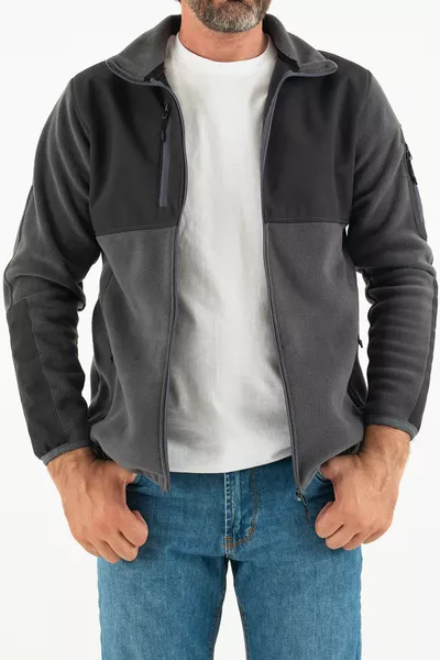 Men's Smoke Slim Fit Anti-Pilling, Non-Fuzzing Full-Zip Softshell Fleece-Trimmed Sweatshirt