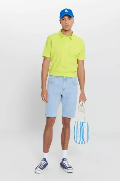 Herren Hellblaue Slim Fit Eng Geschnittene Baumwoll-Dehnen Denim-Shorts